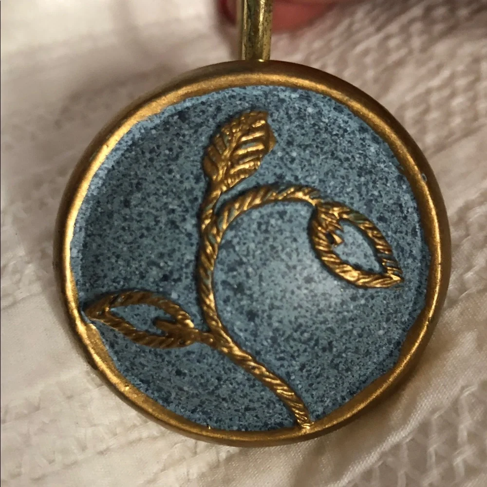 TURQUOISE & GOLD SHOWER CURTAIN HOOKS • SET OF 12